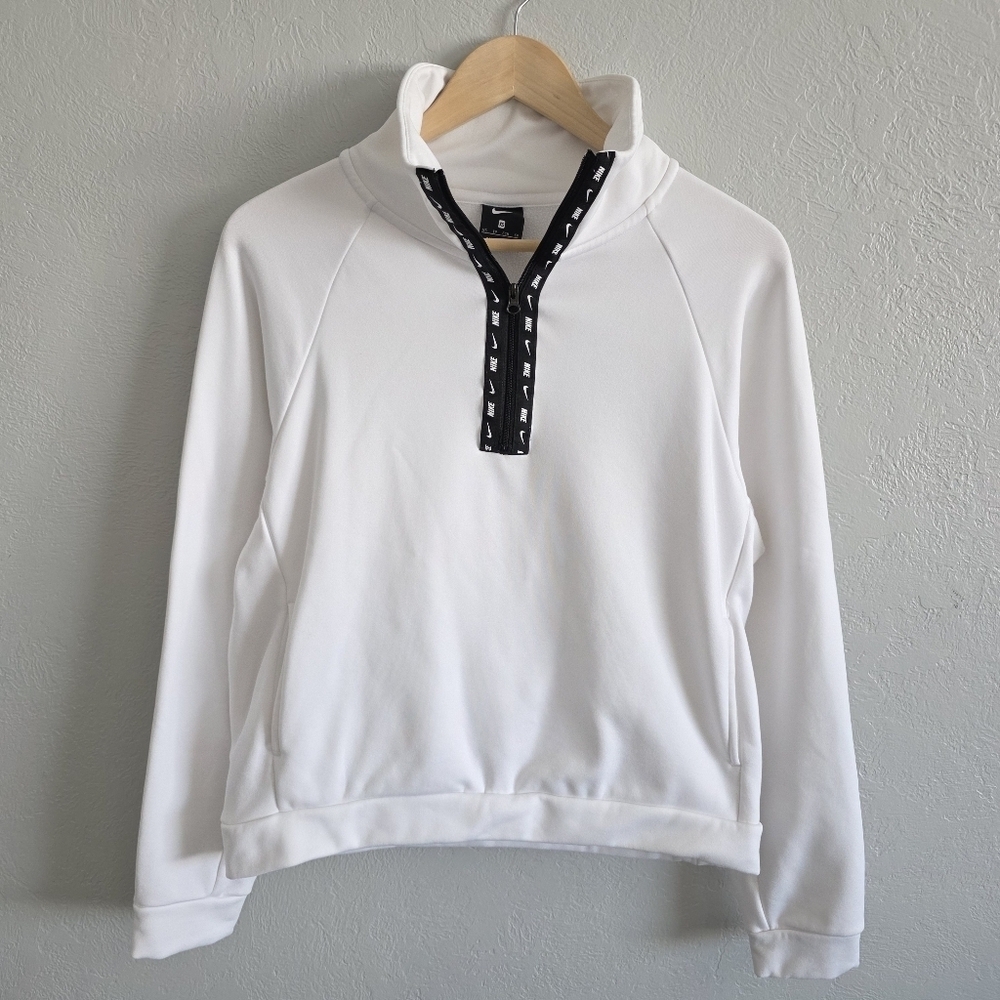 Nike Womens Half Zip w/ Collar Long Sleeve White Sweatshirt BV4966-100 Sz XS